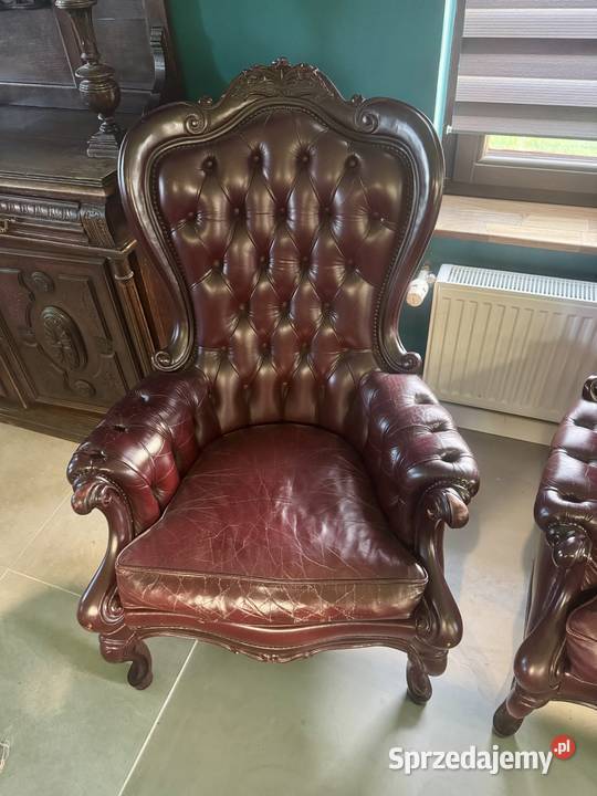 Skórzany komplet wypoczynkowy Ludwik sofa 3os 2 111cm śląskie Wilamowice
