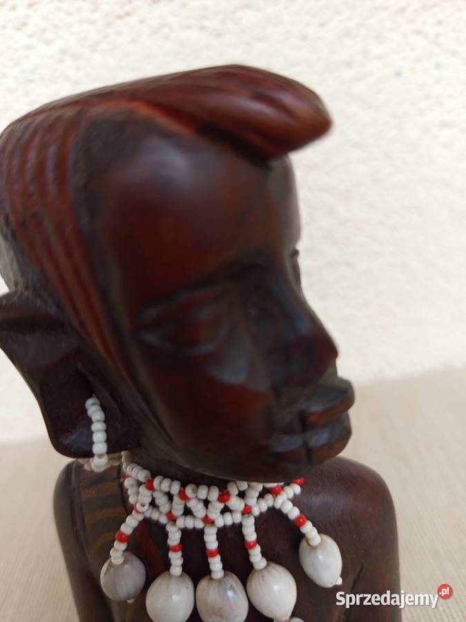 Afrykańska drewniana figurka rzeźba Popiersie mazowieckie Warszawa
