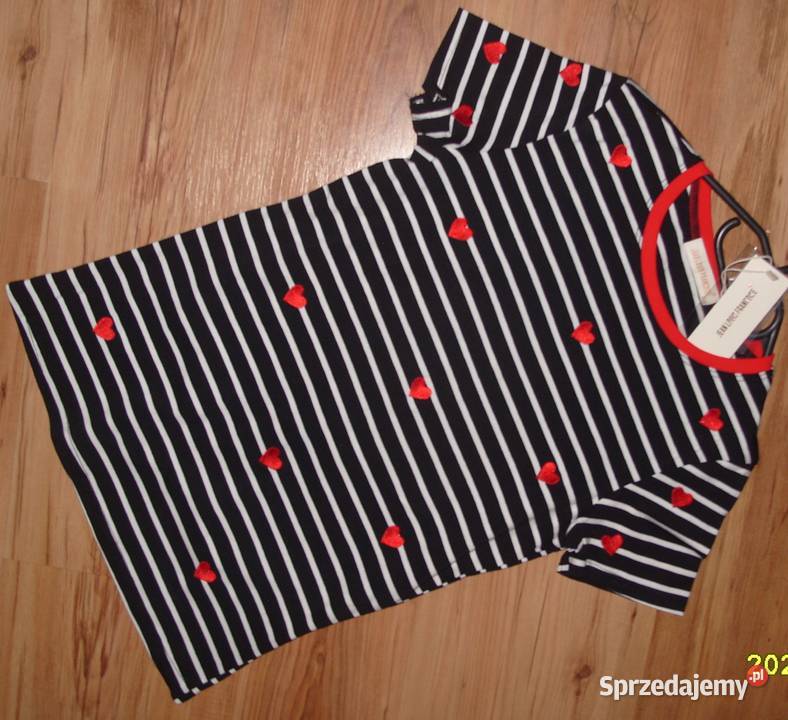 Bawełniany Tshirt paseczki i serduszka r SM Rozmiar 38(M) Rawicz