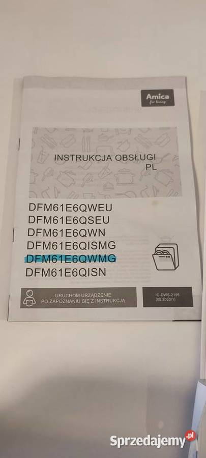 Sprzedam zmywarkę Amica DFM61E6qWMG do zabudowy Zmywarki Pruszków