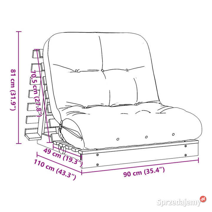 Sofa rozkładana futon z materacem biała Warszawa sprzedam
