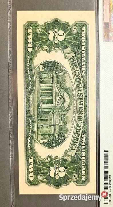 USA 2 Dolary 1963 r NOTA PMG 67 EPQ warmińsko-mazurskie Węgorzewo sprzedam