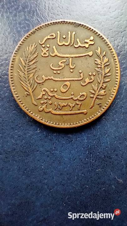 Stare monety 5 centym 1908 Tunezja Lesko sprzedam