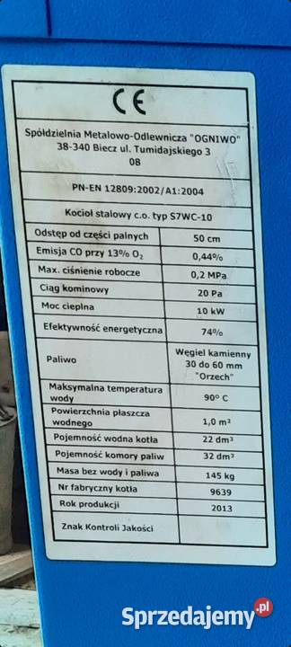 Piec OGNIWO 10kW małopolskie