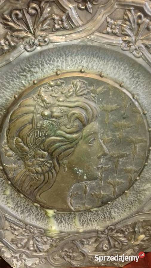 Tondo obraz secesja mosiądz cyna około 1900 Orneta sprzedam