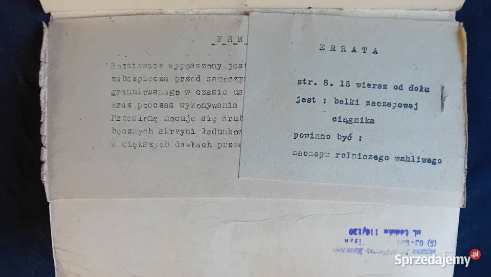 Rozsiewacz ciągnikowy wapna RCW3A Instr obsługi