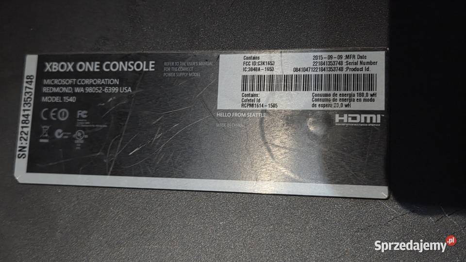 Syndyk sprzeda prawo własności do XBOX ONE Gdańsk