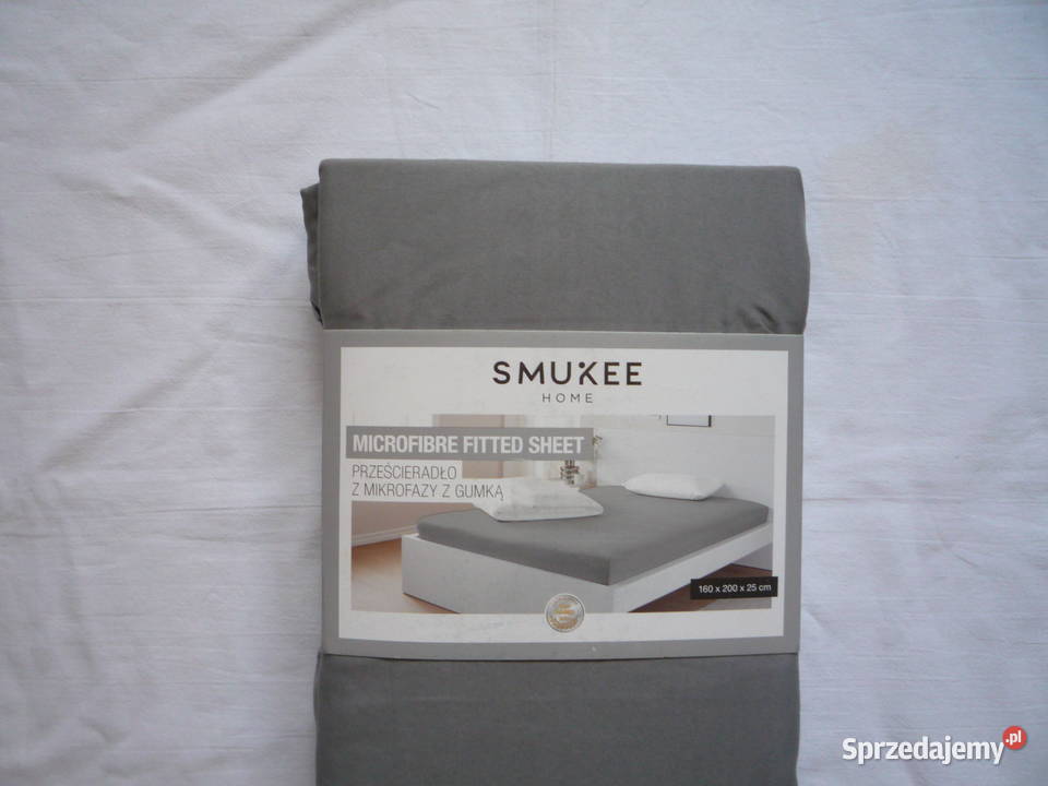 Smukee Szare Mikrofaza Prześcieradło z gumką Szczecin sprzedam