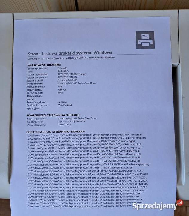 Drukarka laserowa Samsung ML 2010P USB na tonery laserowa małopolskie