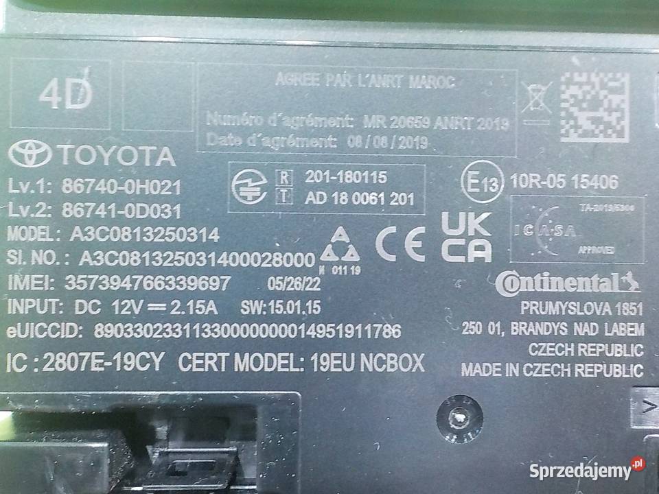 TOYOTA AYGO X 10 VVTI AUT 22r 5D modul sterownik