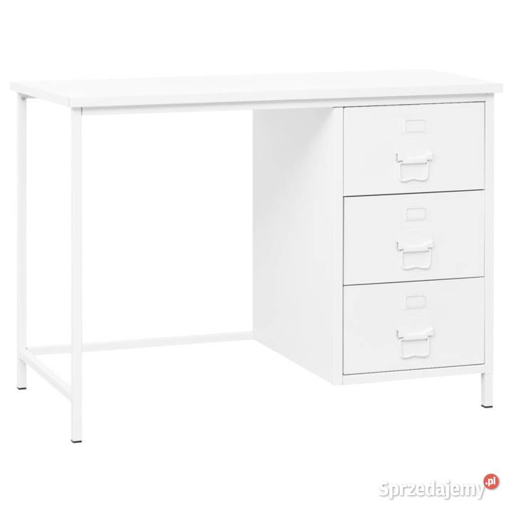 vidaXL Industrialne biurko z szufladami, białe, 105x52x75 cm