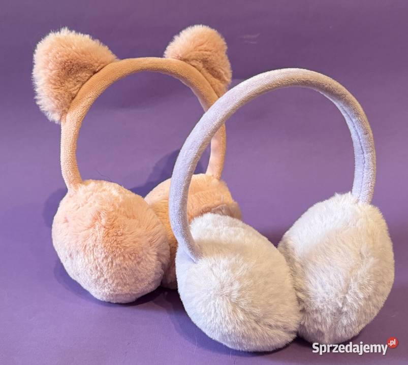 Futrzane nauszniki fioletowe i różowe Dla kobiet Żyrardów