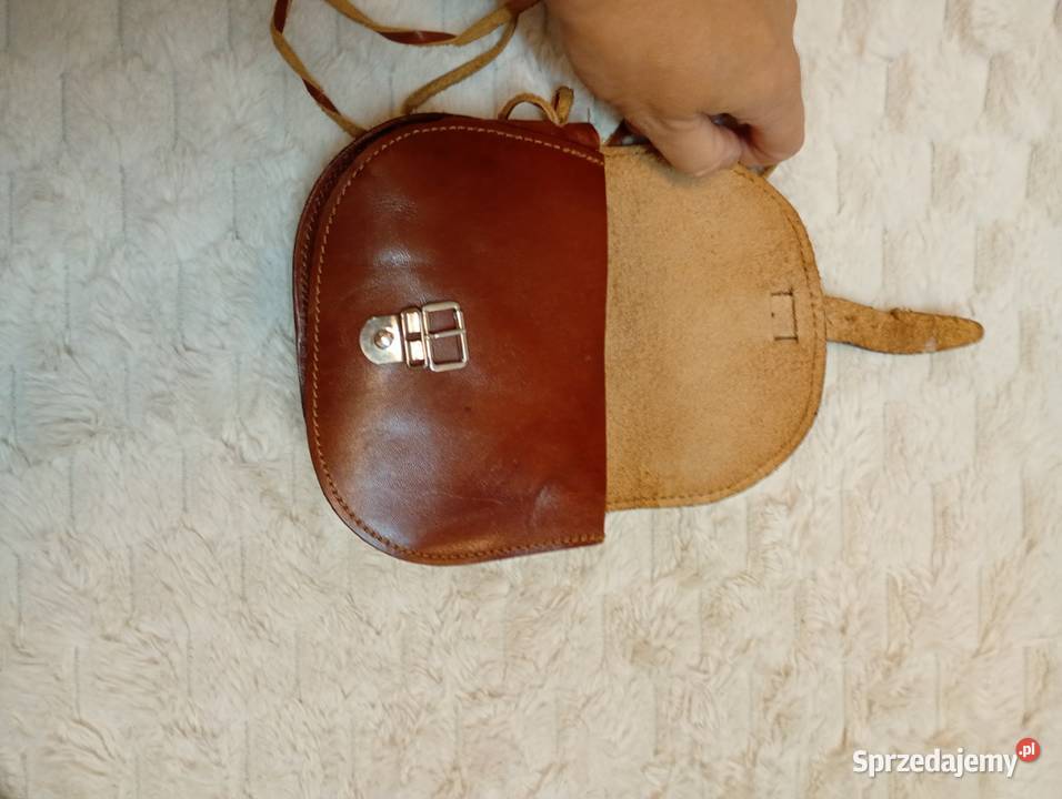 Real Leather Mała skórzana torebka listonoszka z Kraków sprzedam