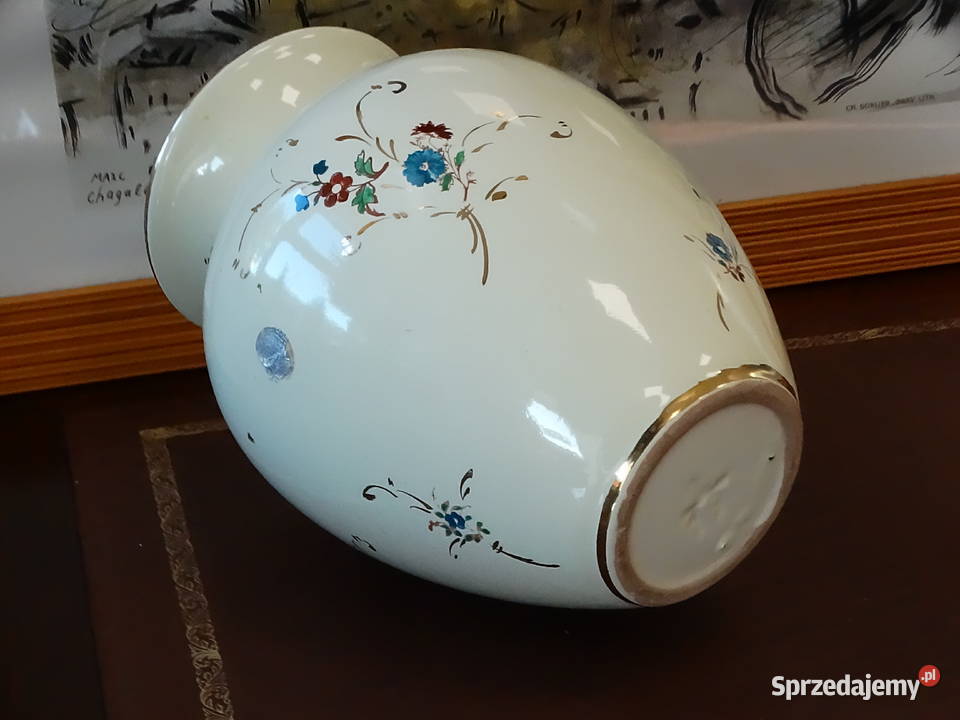 Elegancki wazon ceramiczny vintage retro motyw Biłgoraj