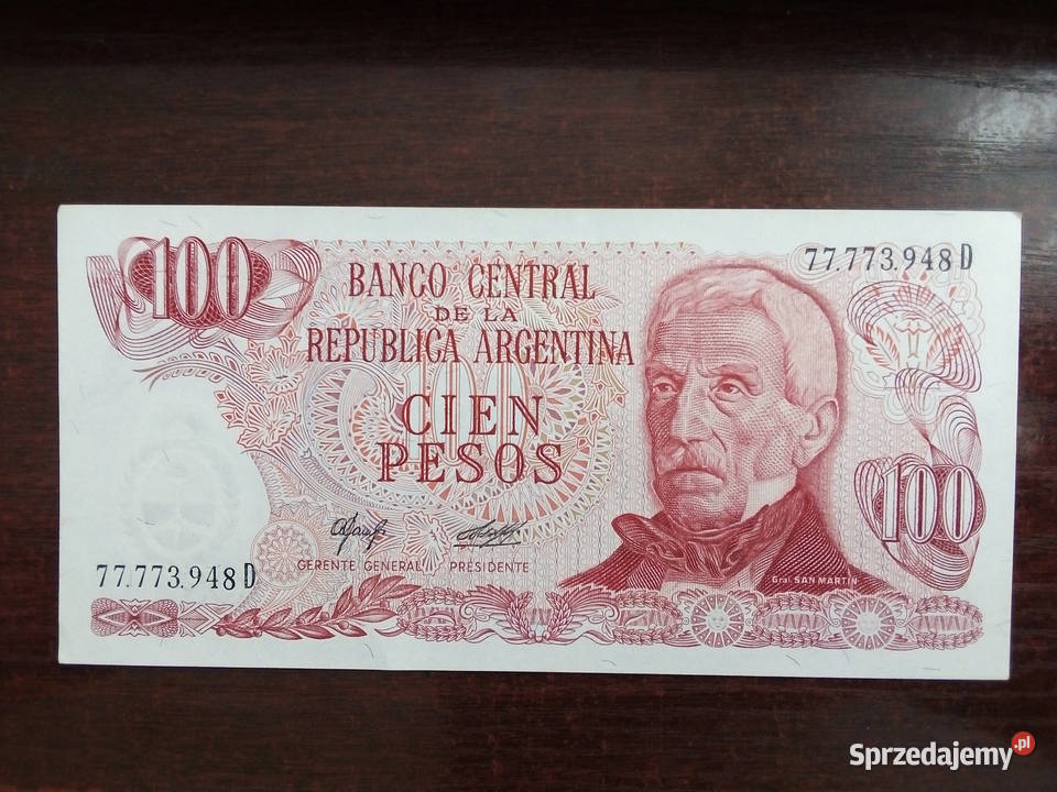 Banknot 100 peso Argentyna mazowieckie Płońsk