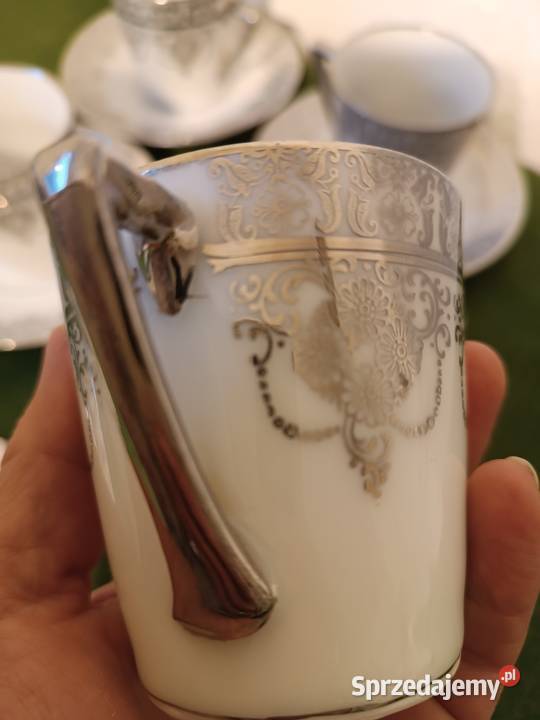 Filiżanki srebrzona porcelana Gorlice sprzedam