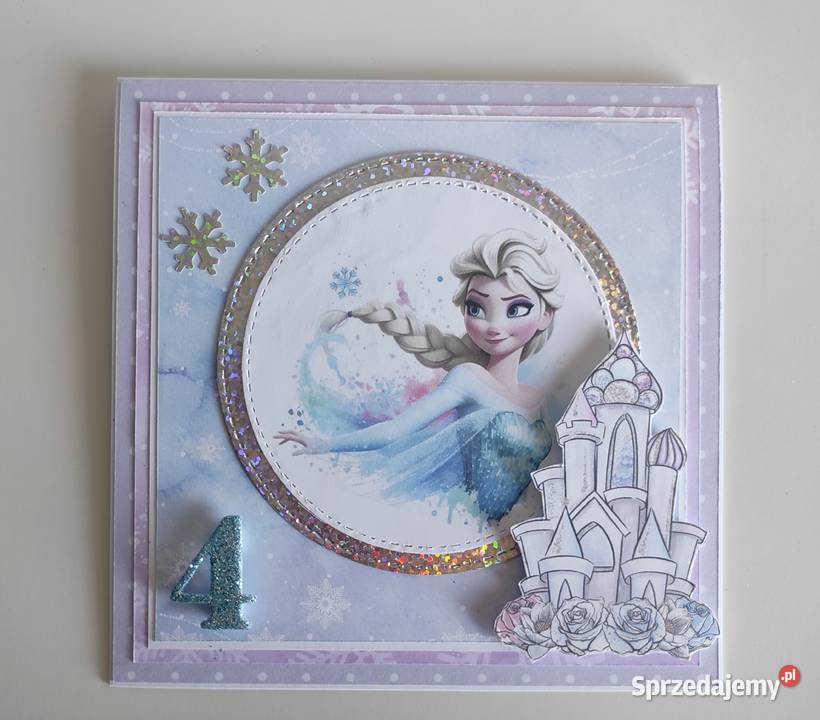 Kartka ręcznie robiona urodzinowa Kraina lodu