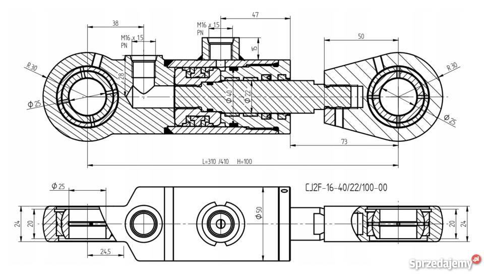 Siłownik Hydrauliczny 40x22 Skok 100 Mocowania Pozostałe Solec Kujawski