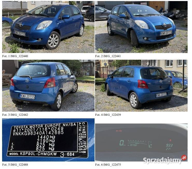 Toyota Yaris 10 MR06 E4 2008r 998cm3 Yaris Skawina
