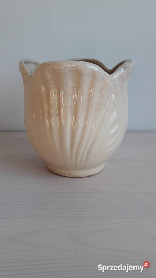 Doniczka ceramiczna kremowa sprzedam