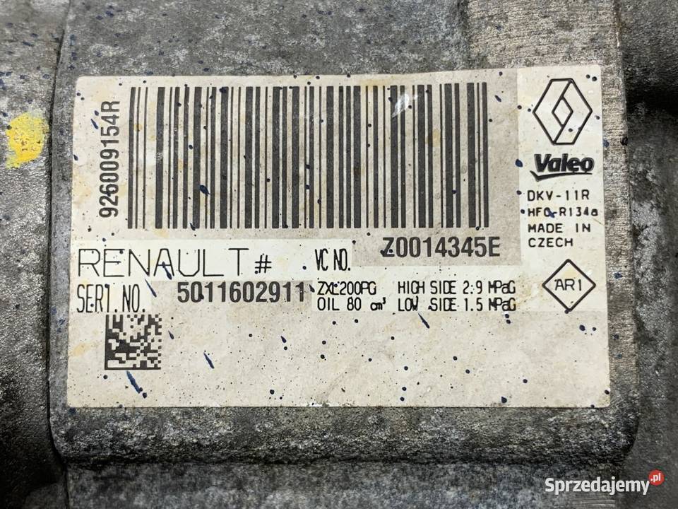 SPRĘŻARKA KLIMATYZACJI DACIA DOKKER 926009154R
