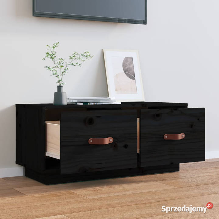 Szafka pod TV czarna 80x34x35 lite drewno RTV mazowieckie