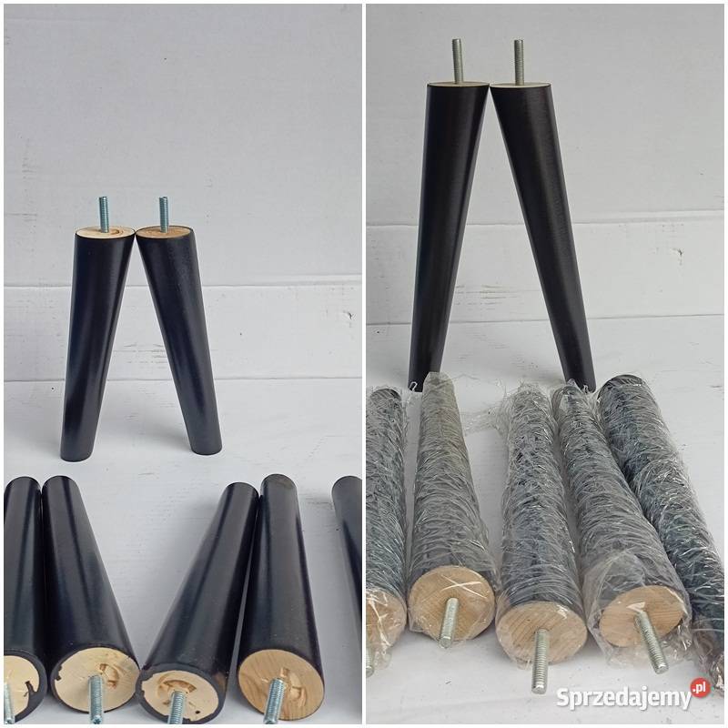 Nogi Drewniane Bukowe Skośne Czarne dwa Rozmiary Zabrze