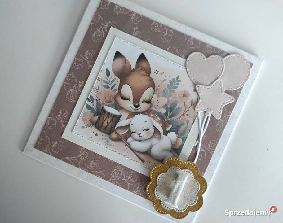 Kartka ręcznie robiona na urodziny roczek z Łódź