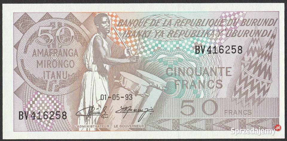 BURUNDI 50 FRANKÓW 1993 STAN BANKOWY UNC Łódź