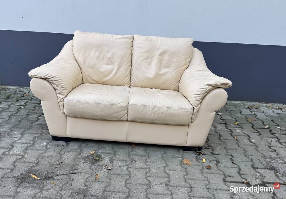 Okazja Komplet sofa 32 włoska skóra naturalna
