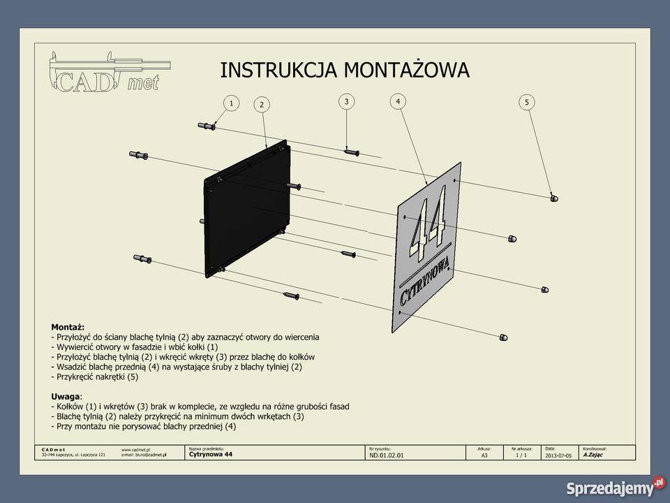 Tabliczki adresowe ze stali nierdzewnej Bochnia sprzedam