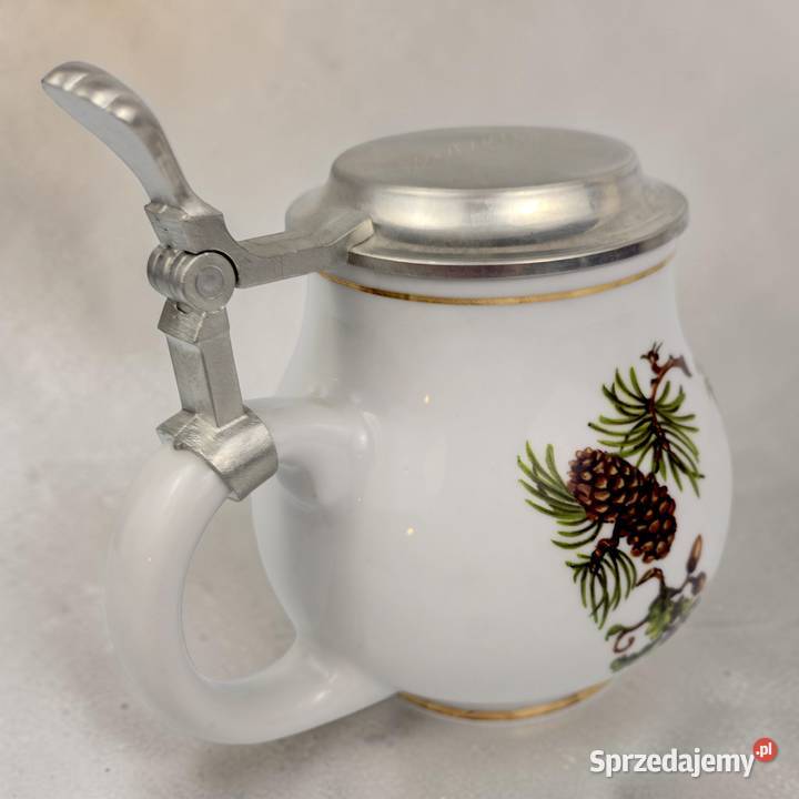 Kufel do piwa Domex motyw myśliwski cynowa Porcelana i szkło Bronisze