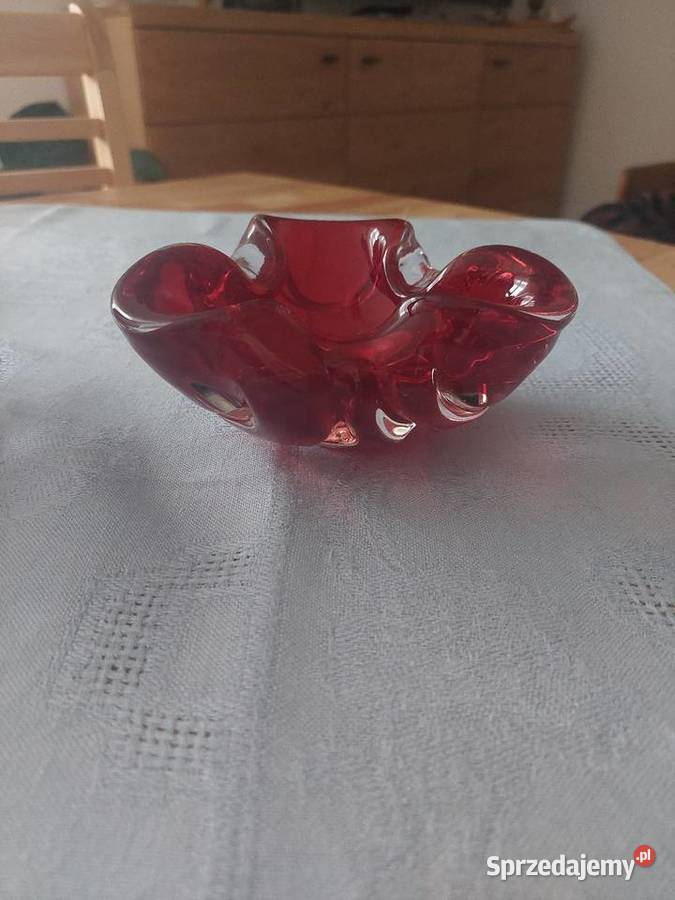 Murano rubinowa patera popielniczka Mirosławiec