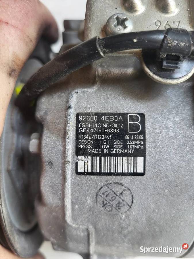 Sprężarka klimatyzacji NISSAN RENAULT 926004EB0A osobowe Mielec