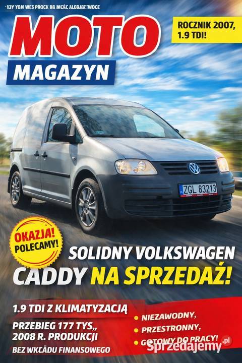 Vw Caddy 19tdi 2008 Klima 170 manualna zachodniopomorskie Przybiernów