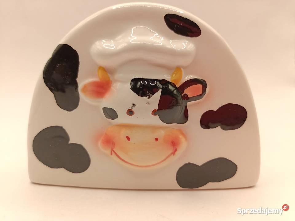 Serwetnik krowa w czapce kucharza Porcelana i szkło Zamość