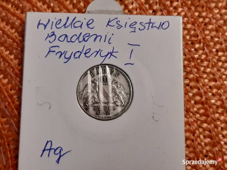 moneta srebrna Badenii z 1868r Łomża