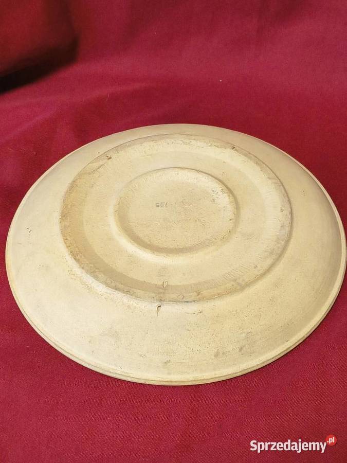 Talerz ceramiczny vintage ręcznie zdobiony