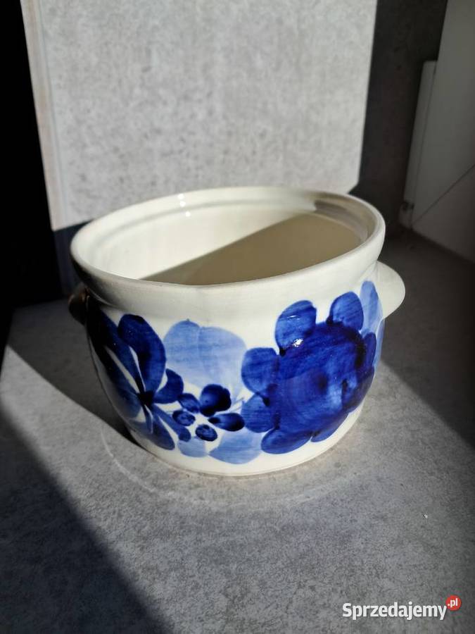 cukiernica z fajansu z Włocławka z prlu stan db