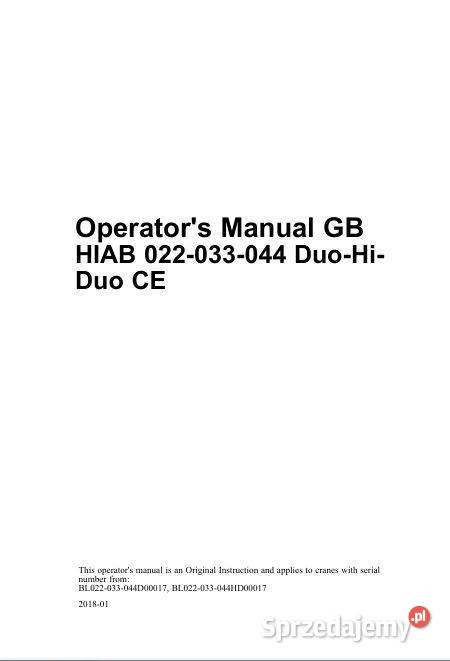 HIAB 022 033 044 LV200 LV300 instrukcja obsługi Kielce