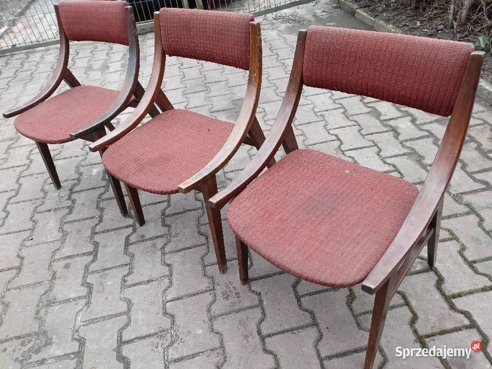 Krzesła skoczki skoczek stare drewniane tapicerowane