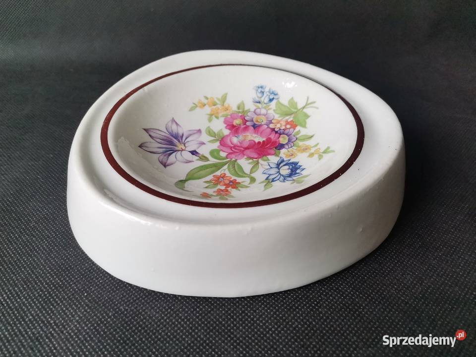 Stara duża nieużywana popielniczka w kwiaty śląskie Katowice