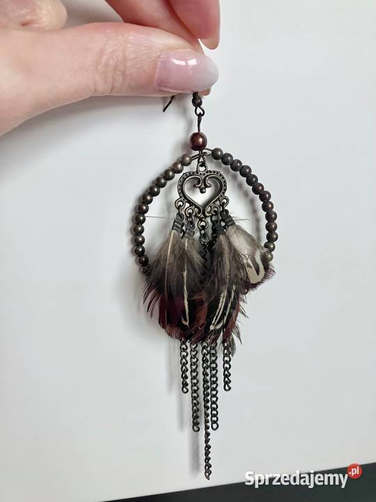 Piękne długie bogate kolczyki piórka styl Nisko