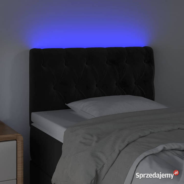 Zagłówek do łóżka z LED czarny 80x7x7888 aksamit mazowieckie Warszawa