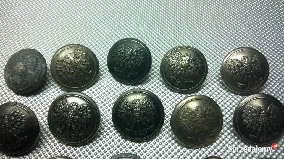Guziki wojskowe orzeł bez korony PRL 18 Warszawa
