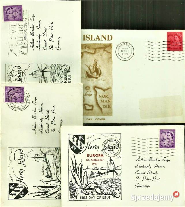 HERM ISLAND 19611969 4 KOPERTY FDC WYSYŁKA pomorskie