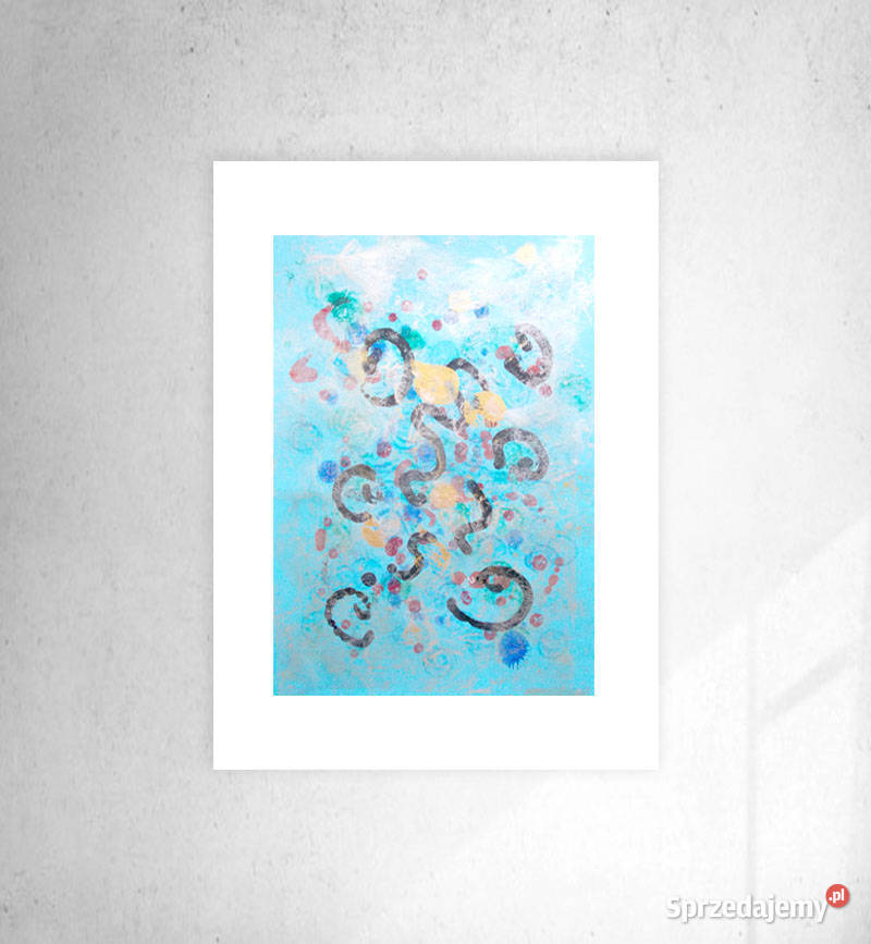 niebiesko srebrny rysunek abstrakcja niebieska Kraków