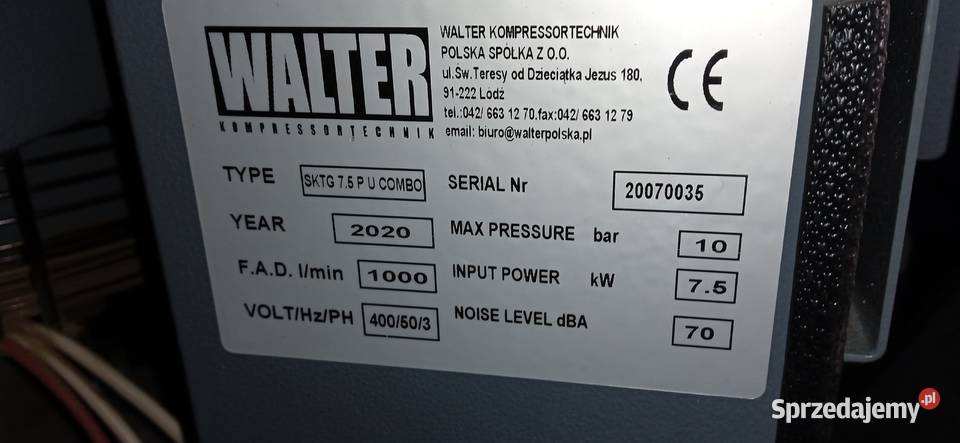 Kompresor Śrubowy WALTER SKTG 75 P U Combo Łódź