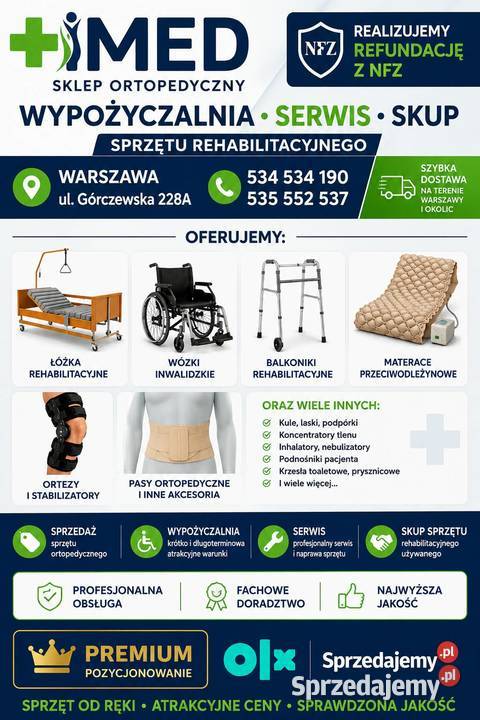 WYNAJEM WÓZKA INWALIDZKIEGO WARSZAWA sprzedam