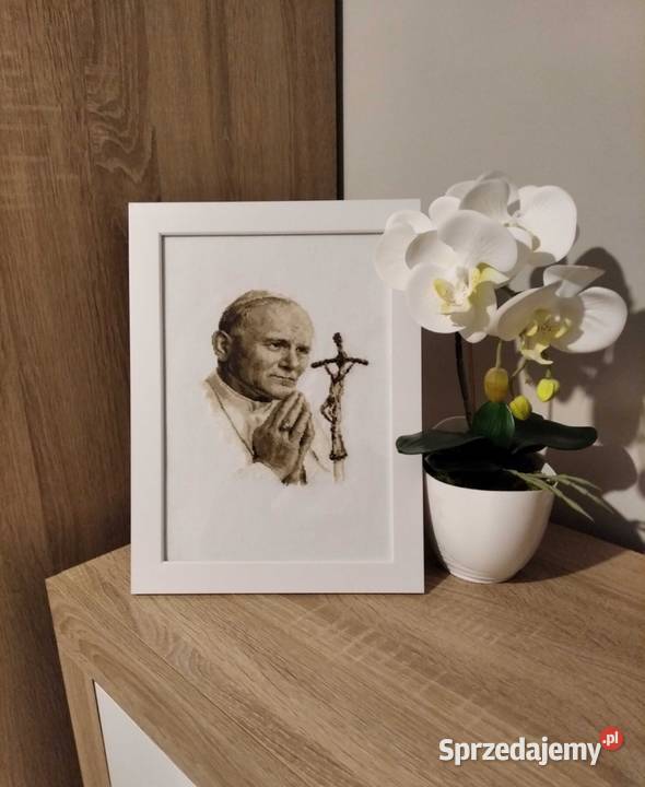 Haft krzyżykowy Jan Paweł II papież rękodzieło Olsztyn
